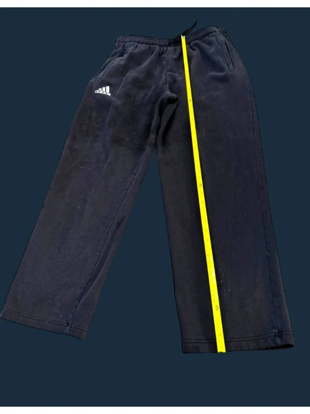 Adidas Mens Black Fleece Sweatpants Size L With Elastic Waistband & Drawstring